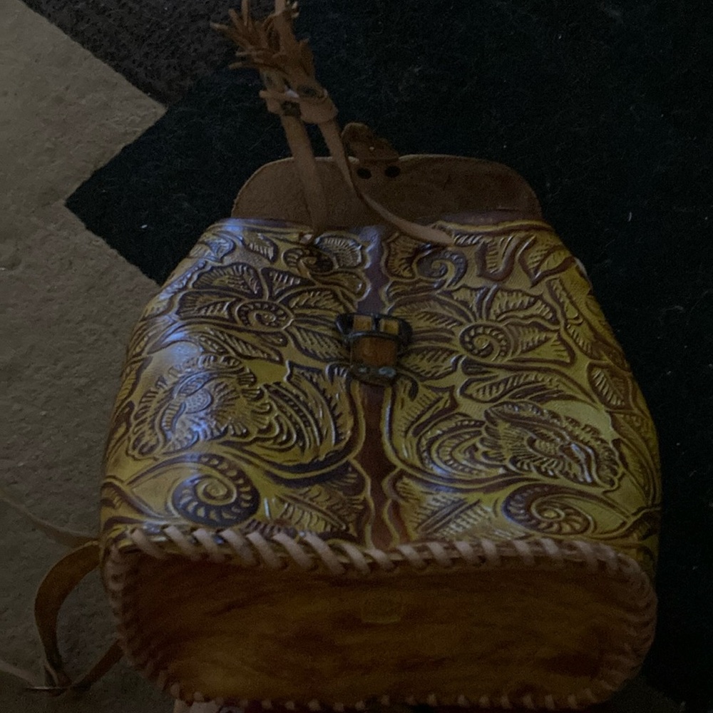 Handcrafted Tan and Brown Leather Backpack